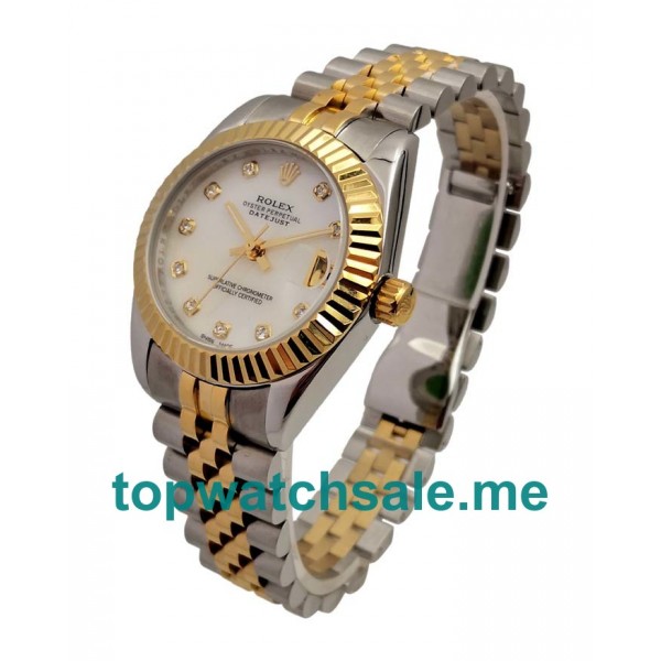 UK White Mother-of-pearl Dials Steel And Gold Rolex Datejust 69173 Replica Watches