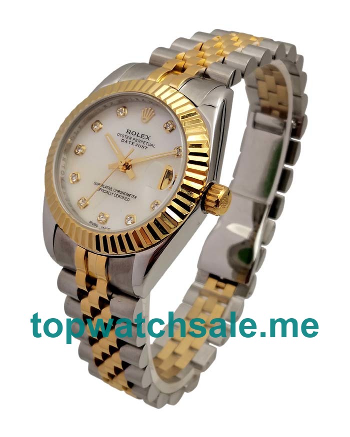 UK White Mother-of-pearl Dials Steel And Gold Rolex Datejust 69173 Replica Watches