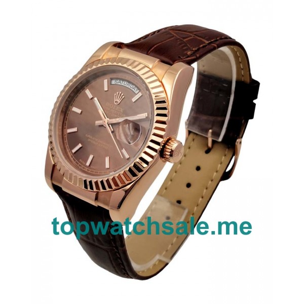 UK Chocolate Dials Rose Gold Rolex Day-Date 118135 Replica Watches